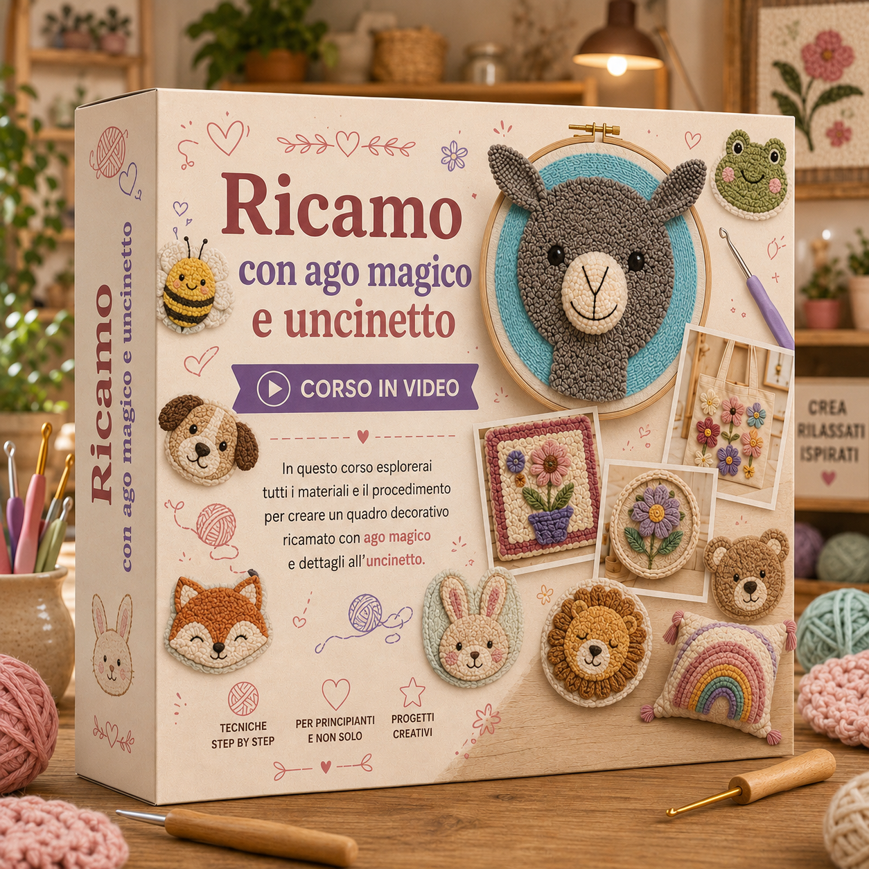 Ricamo con ago magico e uncinetto